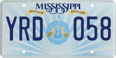 MS license plate YRD058