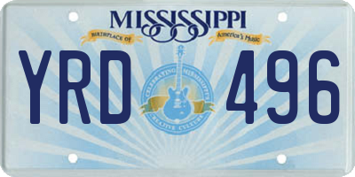 MS license plate YRD496