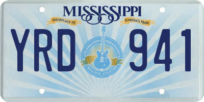 MS license plate YRD941