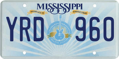 MS license plate YRD960