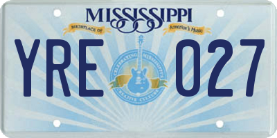 MS license plate YRE027