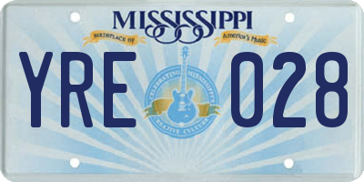 MS license plate YRE028