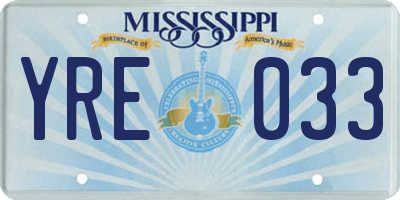 MS license plate YRE033