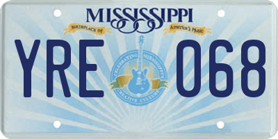 MS license plate YRE068