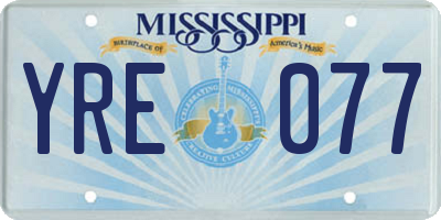 MS license plate YRE077