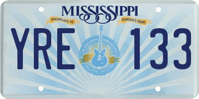 MS license plate YRE133