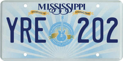 MS license plate YRE202