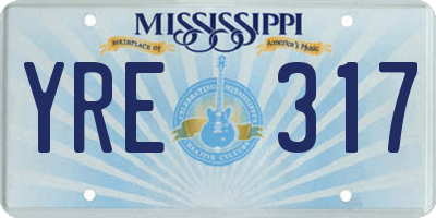 MS license plate YRE317