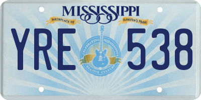 MS license plate YRE538
