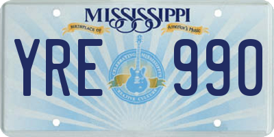 MS license plate YRE990