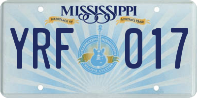 MS license plate YRF017
