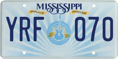 MS license plate YRF070