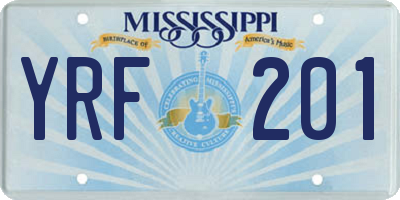 MS license plate YRF201