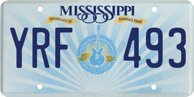 MS license plate YRF493