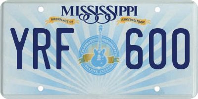 MS license plate YRF600