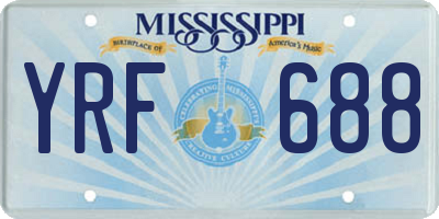 MS license plate YRF688