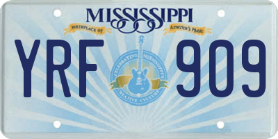 MS license plate YRF909