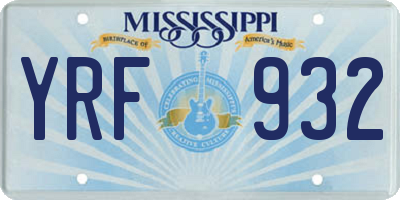 MS license plate YRF932