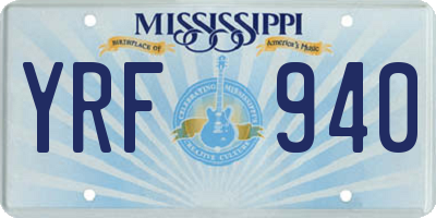 MS license plate YRF940