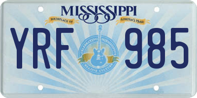 MS license plate YRF985