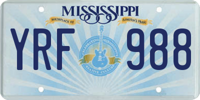MS license plate YRF988
