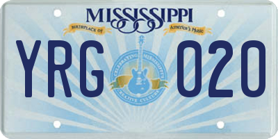 MS license plate YRG020