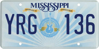 MS license plate YRG136