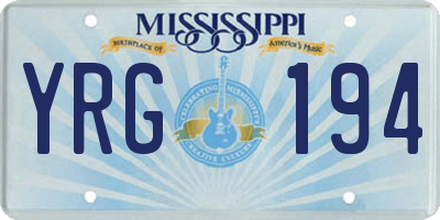 MS license plate YRG194