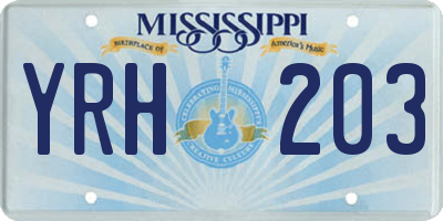 MS license plate YRH203