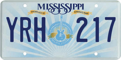 MS license plate YRH217