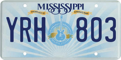 MS license plate YRH803