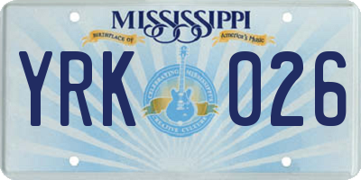 MS license plate YRK026