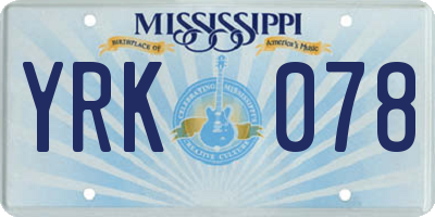 MS license plate YRK078