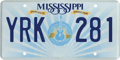 MS license plate YRK281