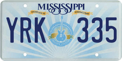 MS license plate YRK335