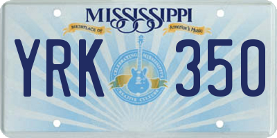 MS license plate YRK350
