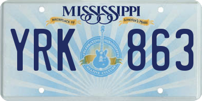 MS license plate YRK863