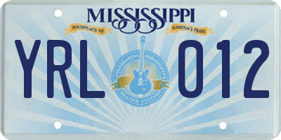 MS license plate YRL012