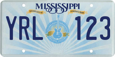 MS license plate YRL123