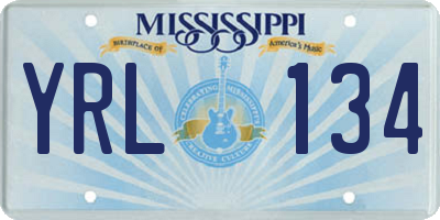 MS license plate YRL134