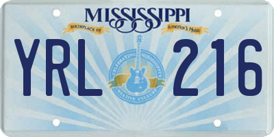 MS license plate YRL216