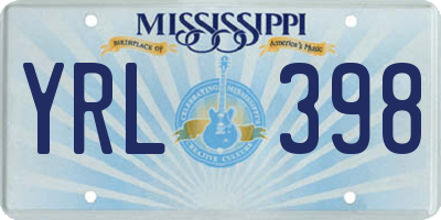 MS license plate YRL398