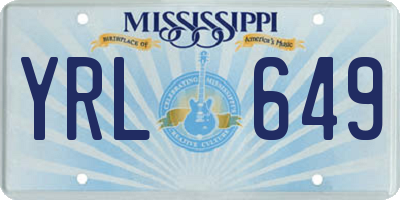 MS license plate YRL649