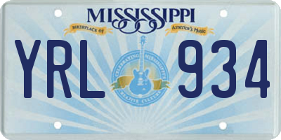 MS license plate YRL934