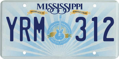 MS license plate YRM312