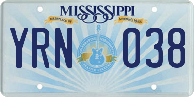 MS license plate YRN038
