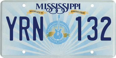 MS license plate YRN132