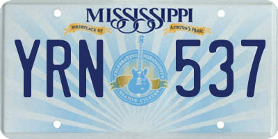 MS license plate YRN537