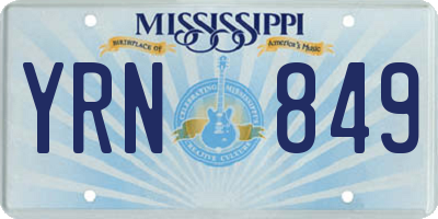 MS license plate YRN849