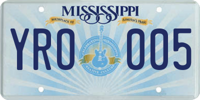 MS license plate YRO005